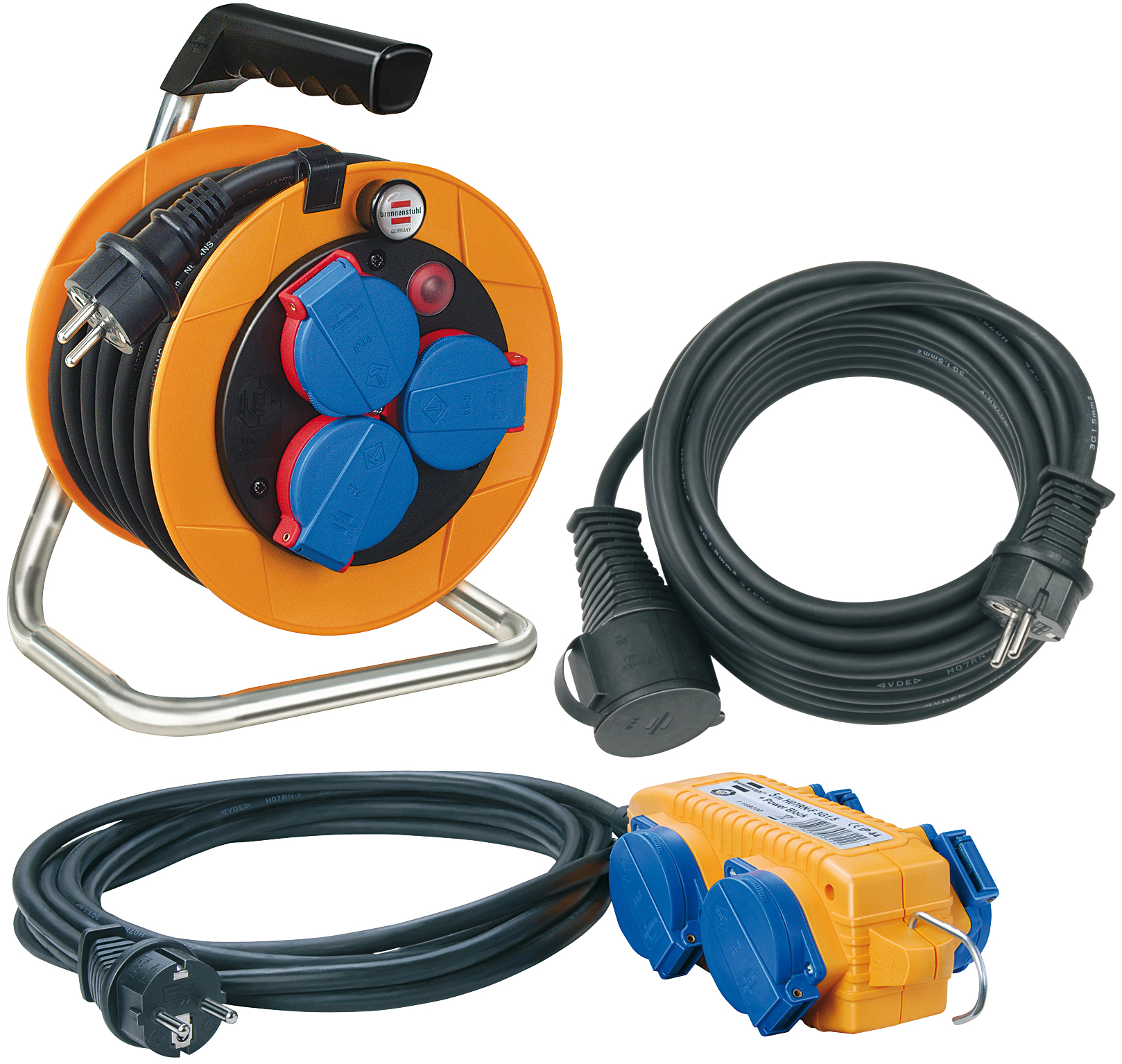 Brennenstuhl- Anschluss-Set "Power-Pack" Kabeltrommel, Verlängerungskabel und Stromverteiler